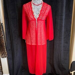 Elegant Red Lace Women's Robe